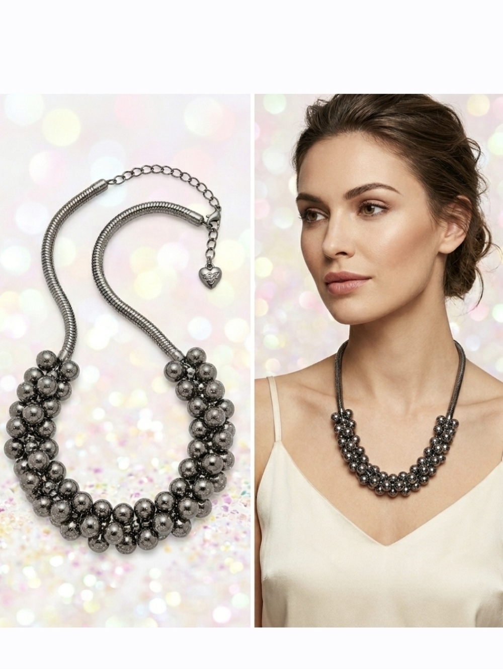 Chrome color clavicle style necklace